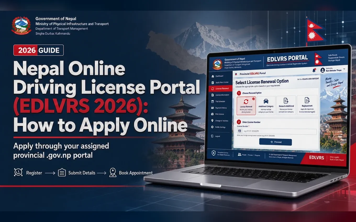 Nepal Online Driving License Portal (EDLVRS 2026): How to Apply Online